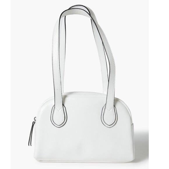 New FOREVER 21 Faux Leather Bowler Bag White One Size Texture - Picture 1 of 5